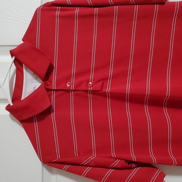 Antiqua Red Striped Men's Polo Size Medium - Picture 3 of 9